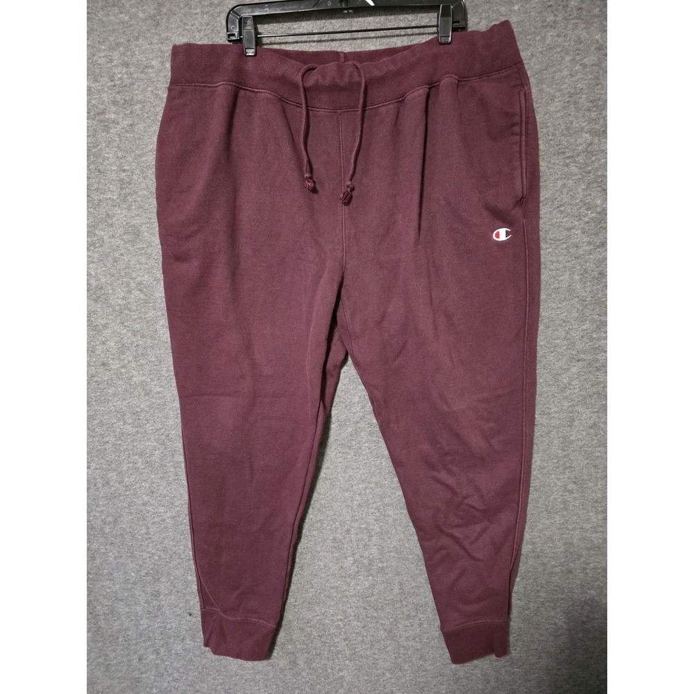 Vtg Champion Reverse Weave Jogger Sweatpants Maroon Men's 3XL GF01